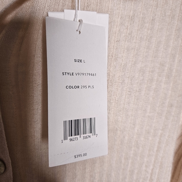 Vince Ribbed Button Front Cashmere & Silk Blend Polo Shirt NWT - Picture 6 of 9